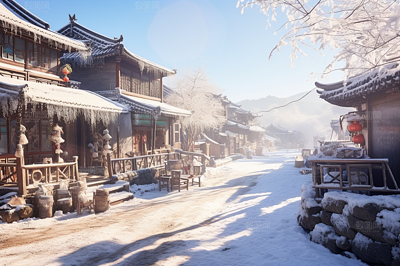 东北雪乡雪景旅游素材