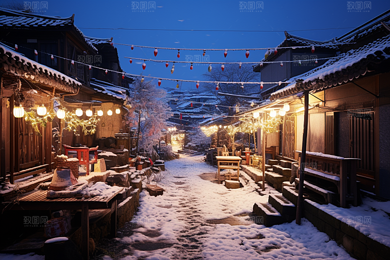 东北雪乡景区高清素材