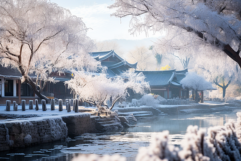 东北雪乡大雪雪景素材