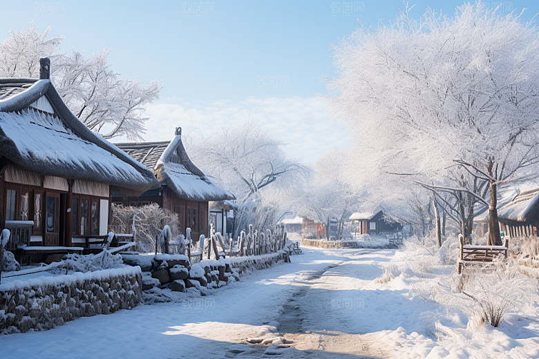 东北雪乡景区哈尔滨素材