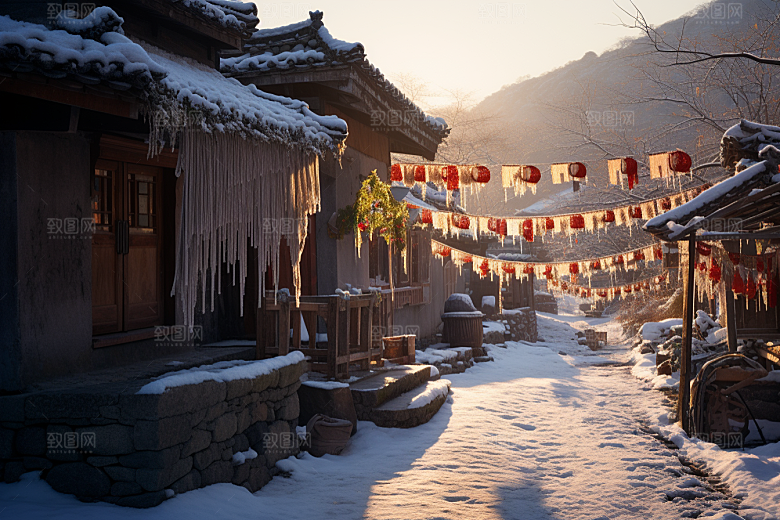 东北雪乡雪景高清素材
