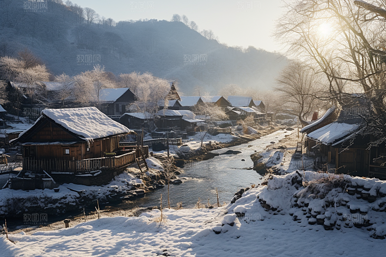 东北雪乡风光雪景素材
