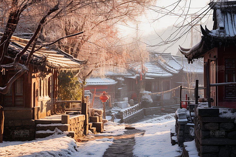 东北雪乡景区大雪素材