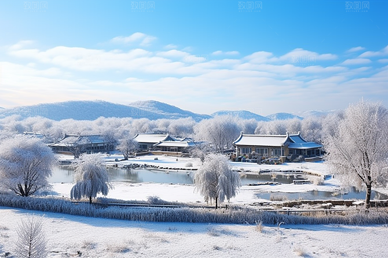 东北雪乡雪景哈尔滨素材