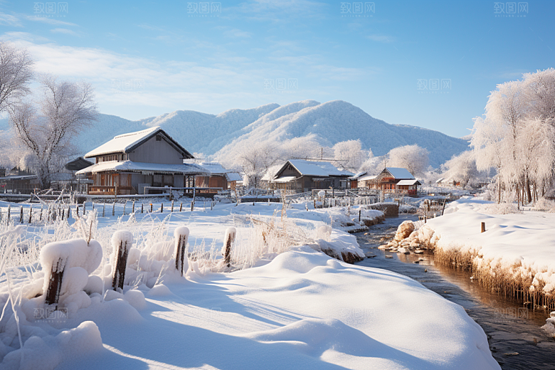 东北雪乡哈尔滨雪景素材