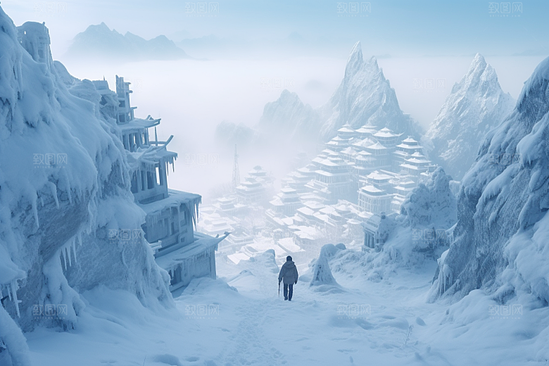 东北雪乡哈尔滨雪景素材
