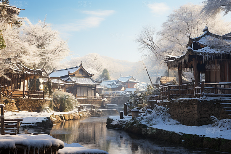 东北雪乡风光哈尔滨素材