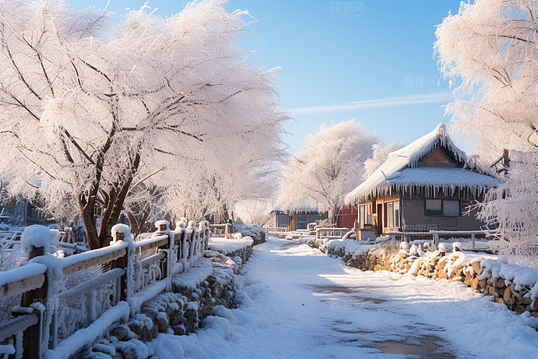 东北雪乡雪景高清素材