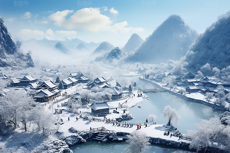 东北雪乡大雪旅游素材
