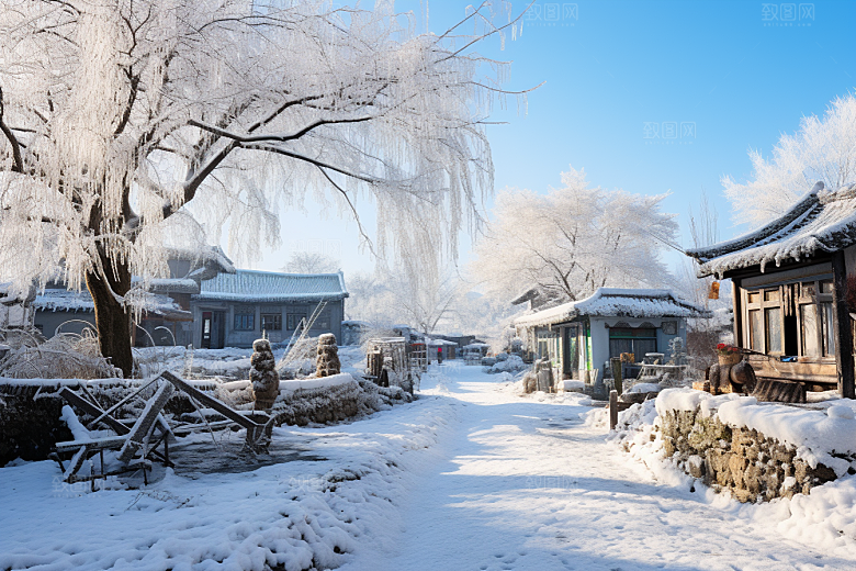东北雪乡风光景区素材