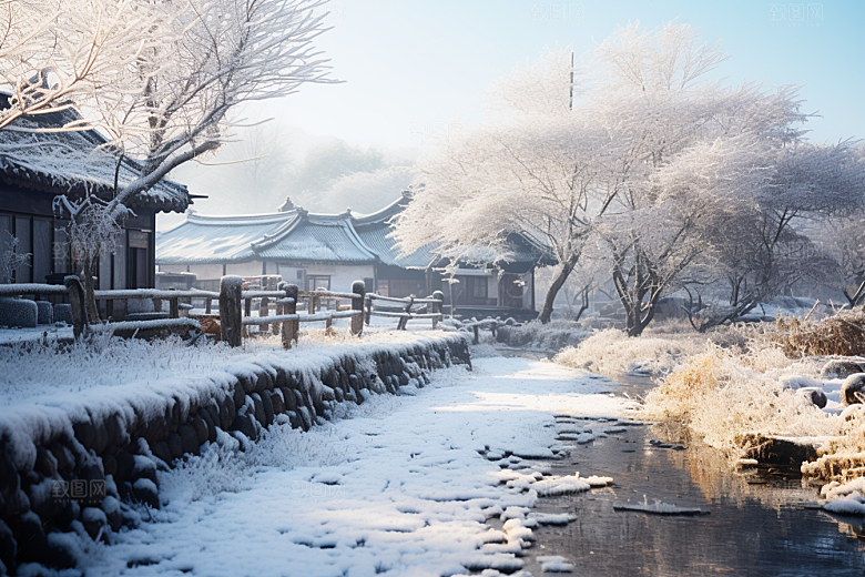东北雪乡大雪风光素材
