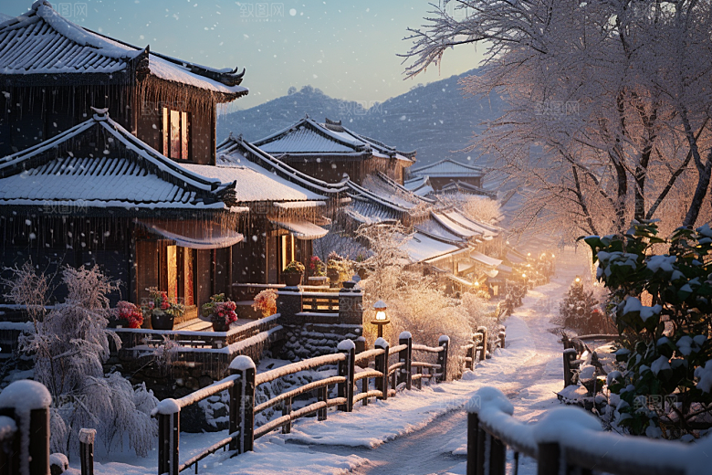东北雪乡风光景区素材