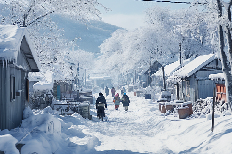 东北雪乡景区大雪素材