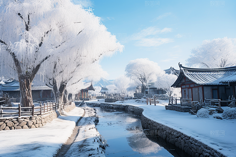 东北雪乡旅游雪景素材