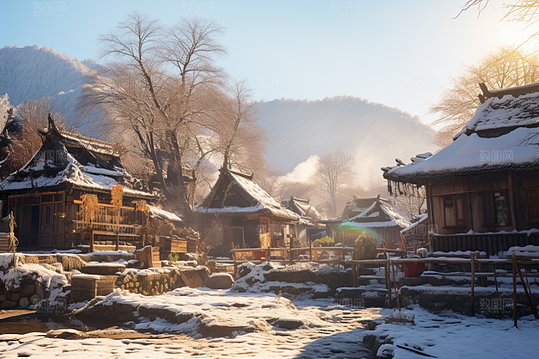 东北雪乡景区雪景素材