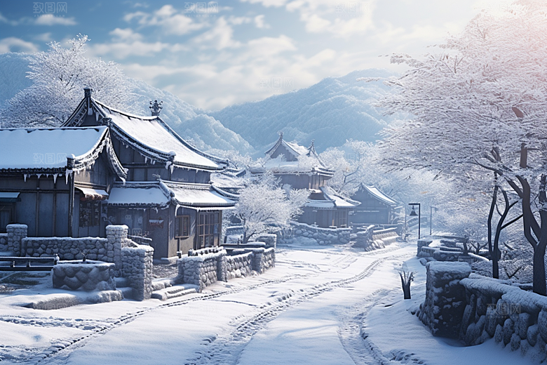 东北雪乡高清北方素材