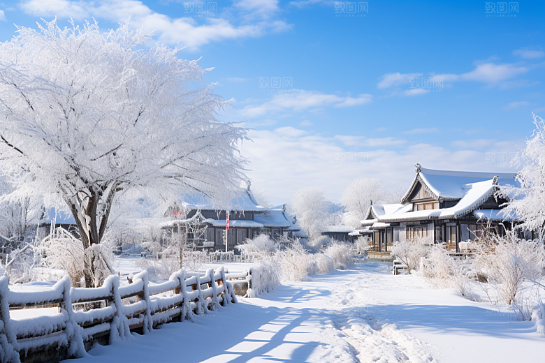 东北雪乡风光雪景素材
