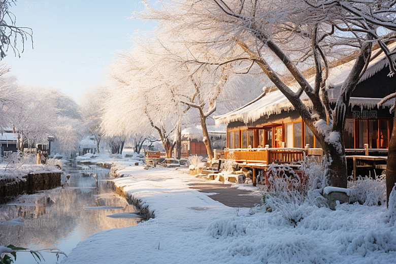 东北雪乡雪景风光素材