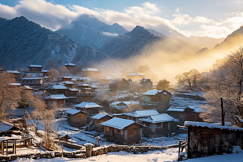 东北雪乡风光旅游素材