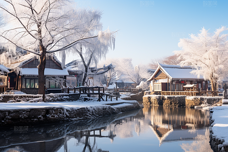 东北雪乡高清北方素材