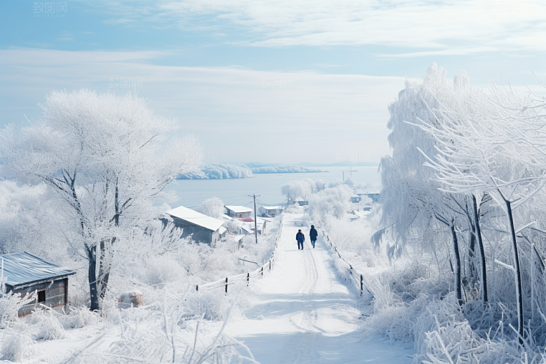 东北雪乡雪景哈尔滨素材