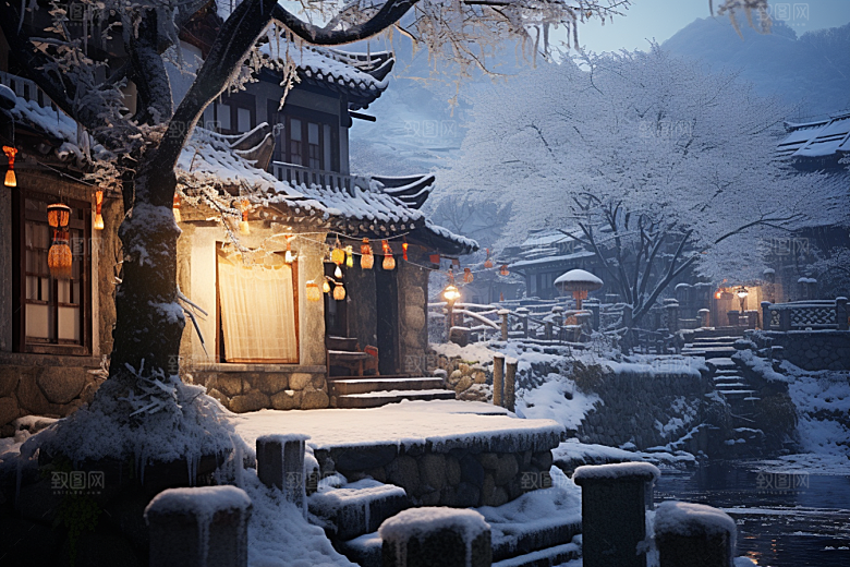 东北雪乡风光大雪素材