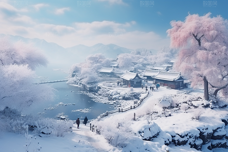 东北雪乡雪景哈尔滨素材