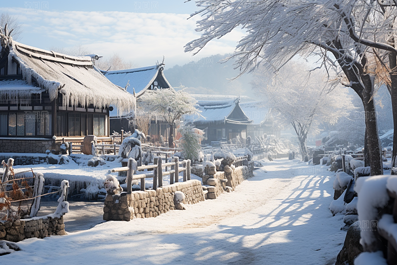 东北雪乡雪景北方素材