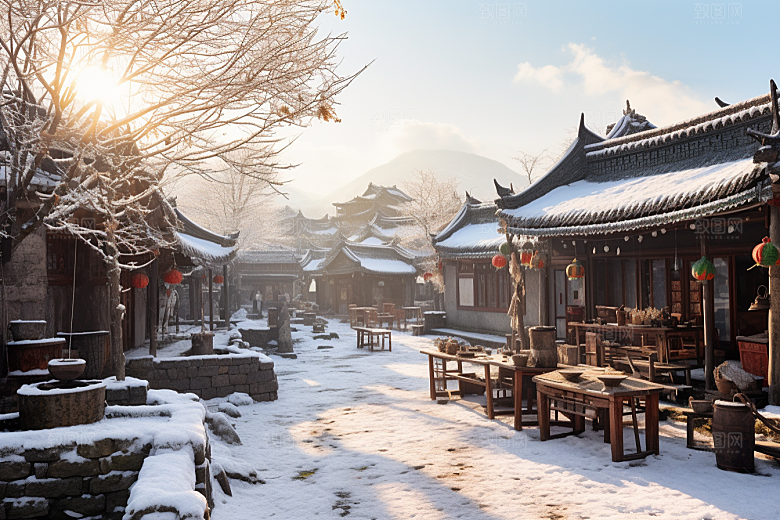 东北雪乡风光雪景素材
