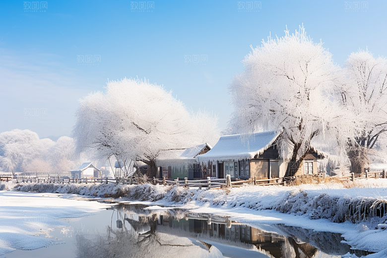 东北雪乡大雪风光素材
