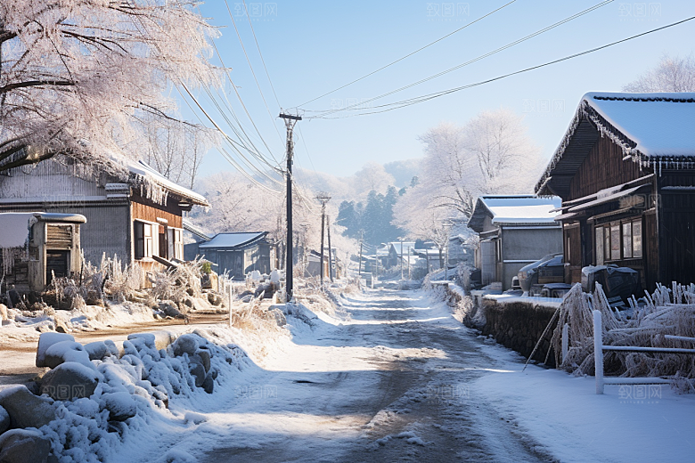 东北雪乡景区雪景素材