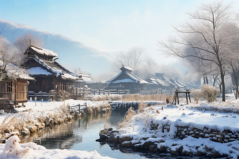 东北雪乡风光雪景素材