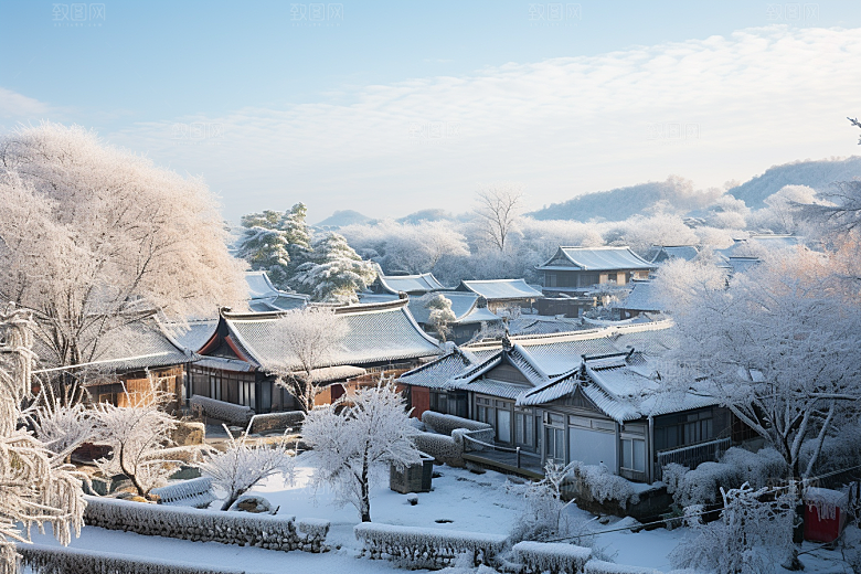 东北雪乡风光景区素材