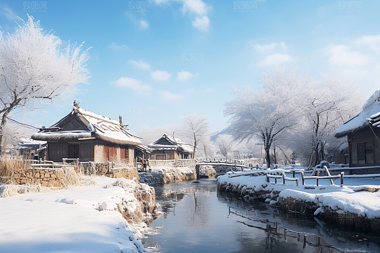 东北雪乡风光景区素材