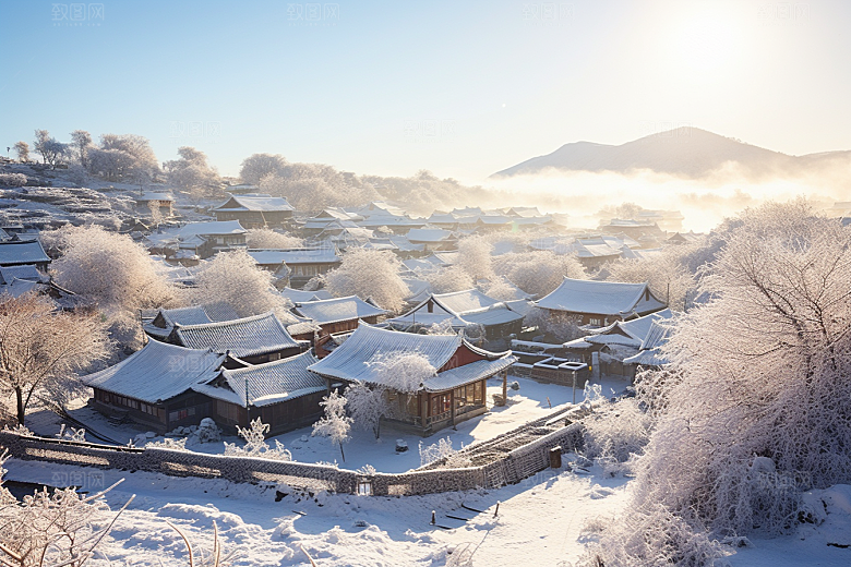 东北雪乡大雪景区素材