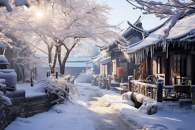 东北雪乡旅游雪景素材