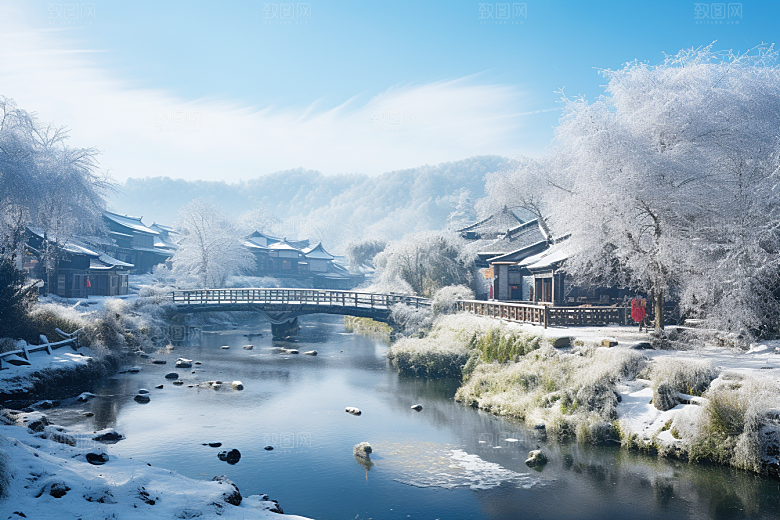 东北雪乡景区大雪素材