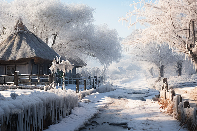 东北雪乡景区大雪素材