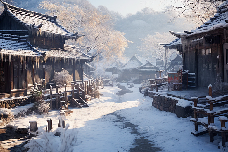东北雪乡雪景北方素材