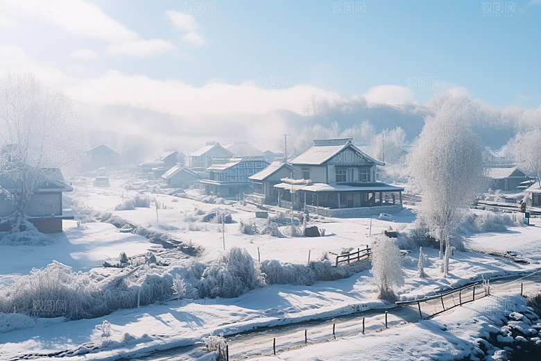 东北雪乡风光北方素材
