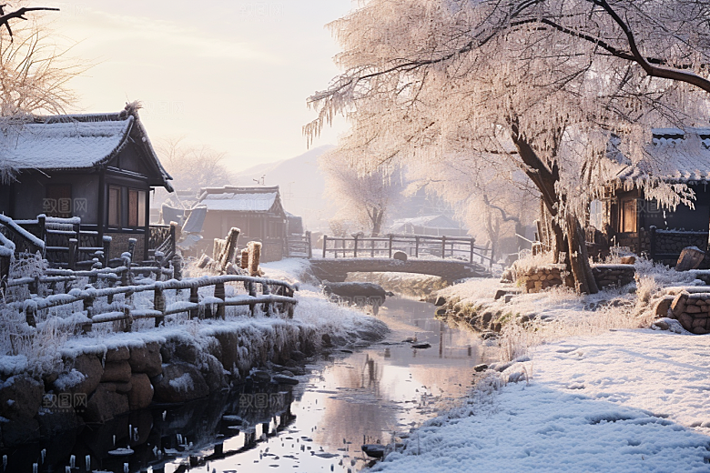 东北雪乡雪景北方素材