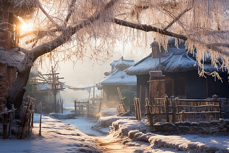 东北雪乡大雪风光素材