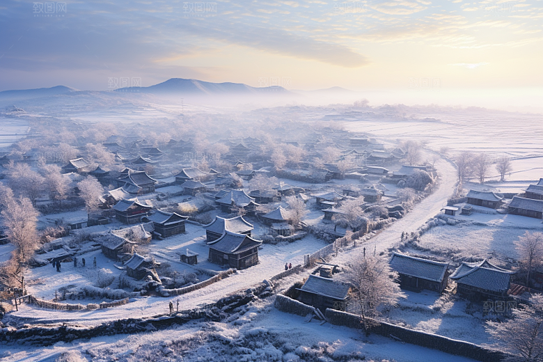东北雪乡雪景北方素材
