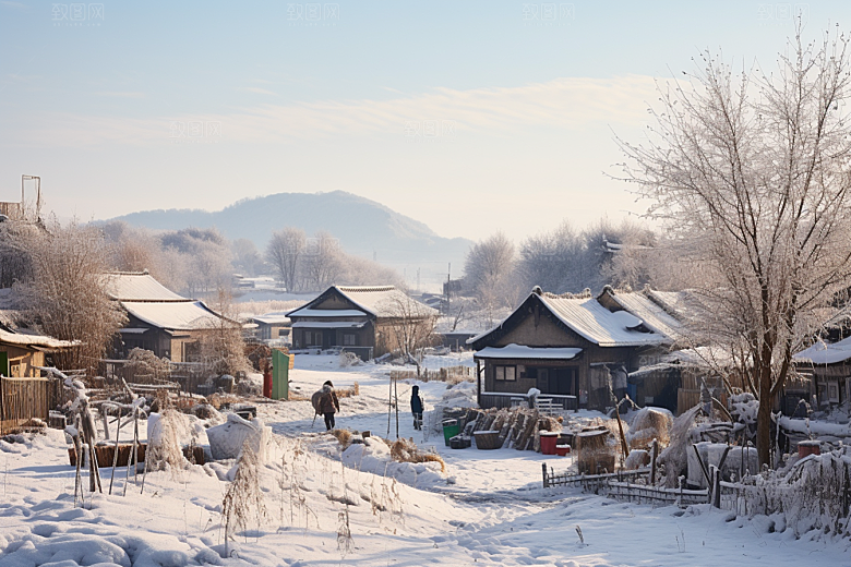 东北雪乡大雪雪景素材