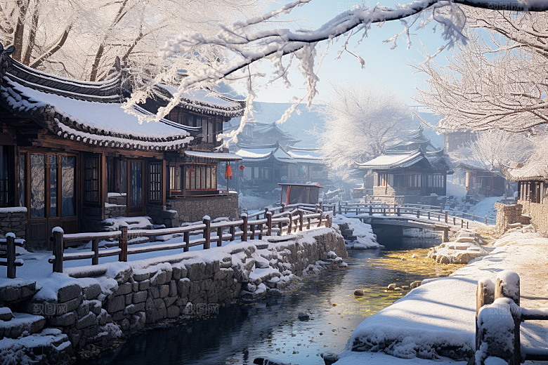 东北雪乡景区哈尔滨素材
