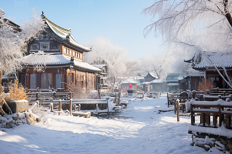东北雪乡风光景区素材