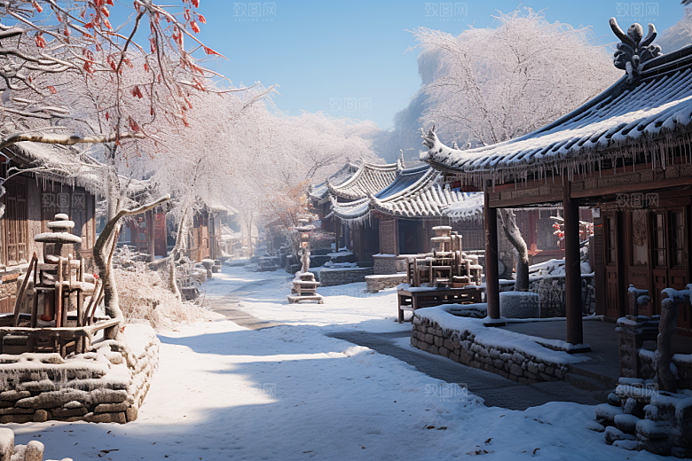 东北雪乡风光景区素材