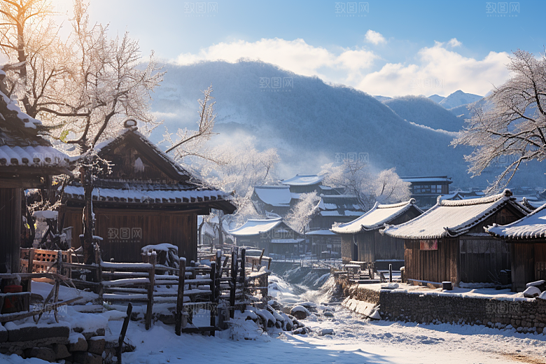 东北雪乡大雪景区素材