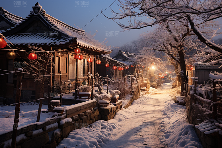 东北雪乡风光雪景素材