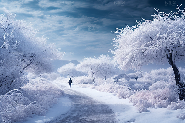 东北雪乡雪景景区素材